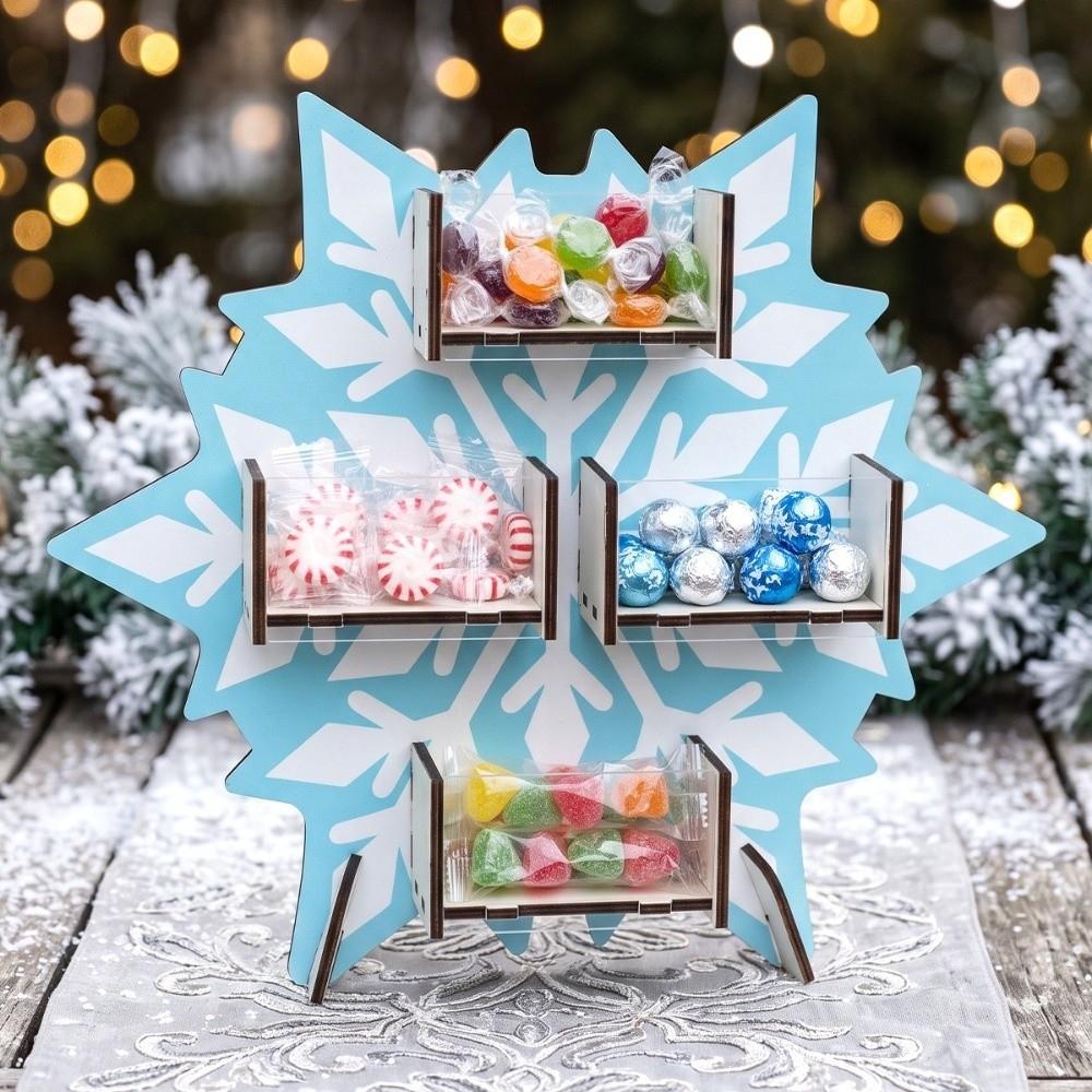 Xmas Tree Christmas Candy Display Rack Snowflake Desktop Ornament Christmas Party
