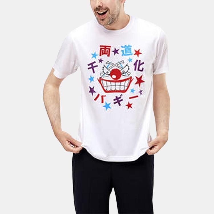Uniqlo × Мужская футболка с принтом One Piece, облегающая, прямого кроя, с круглым вырезом, с короткими рукавами, Топы Белый 422343-00