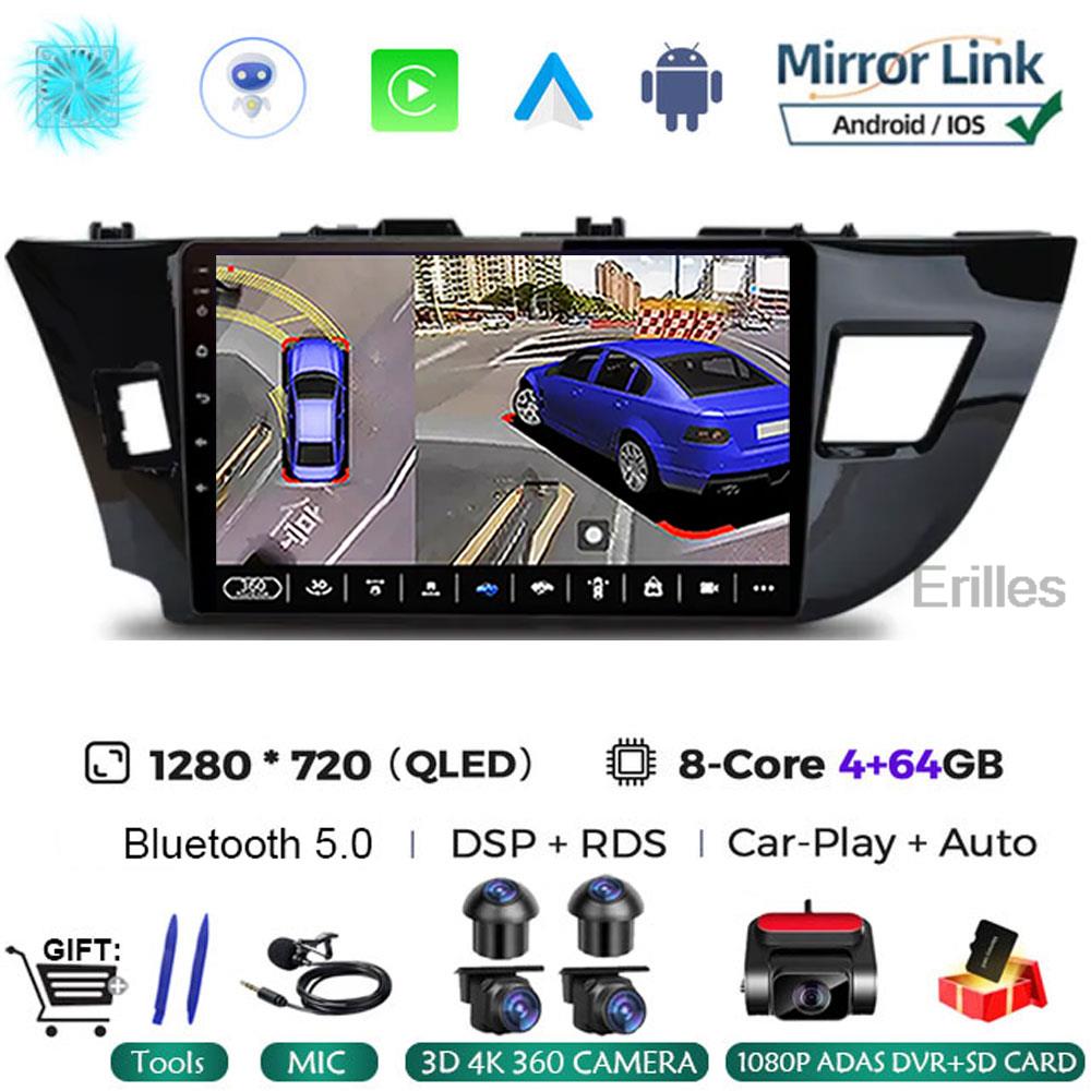 Android 14 2 Din автомобильный радиоприемник для Toyota Corolla Ralink 2014 - 2016 Мультимедийный видеоплеер Навигация MP5 Стерео Carplay Головное устройство