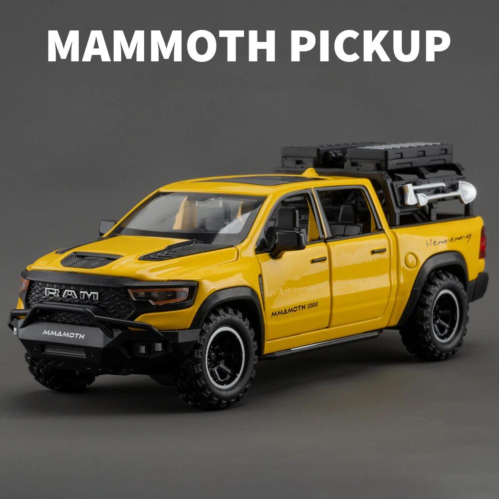 1:32 Dodge RAM 1000 TRX Mammoth Picku, модель автомобиля из сплава, звук и свет, откатная детская игрушка, коллекционные предметы, подарок на день рождения