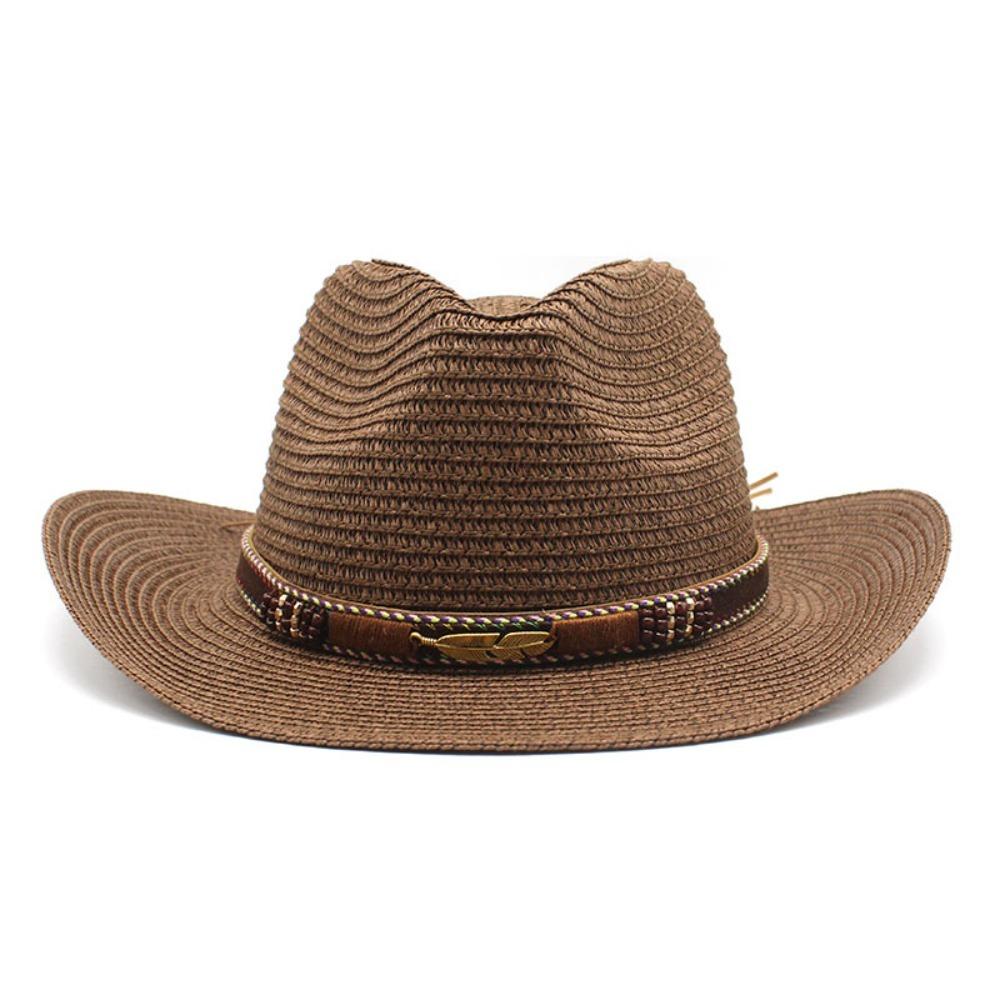 Summer Jazz Cap Fedoras Hats Sunscreen Straw Cowboy Hat Women Straw Cap Sun Hat Men Cowboy Hat