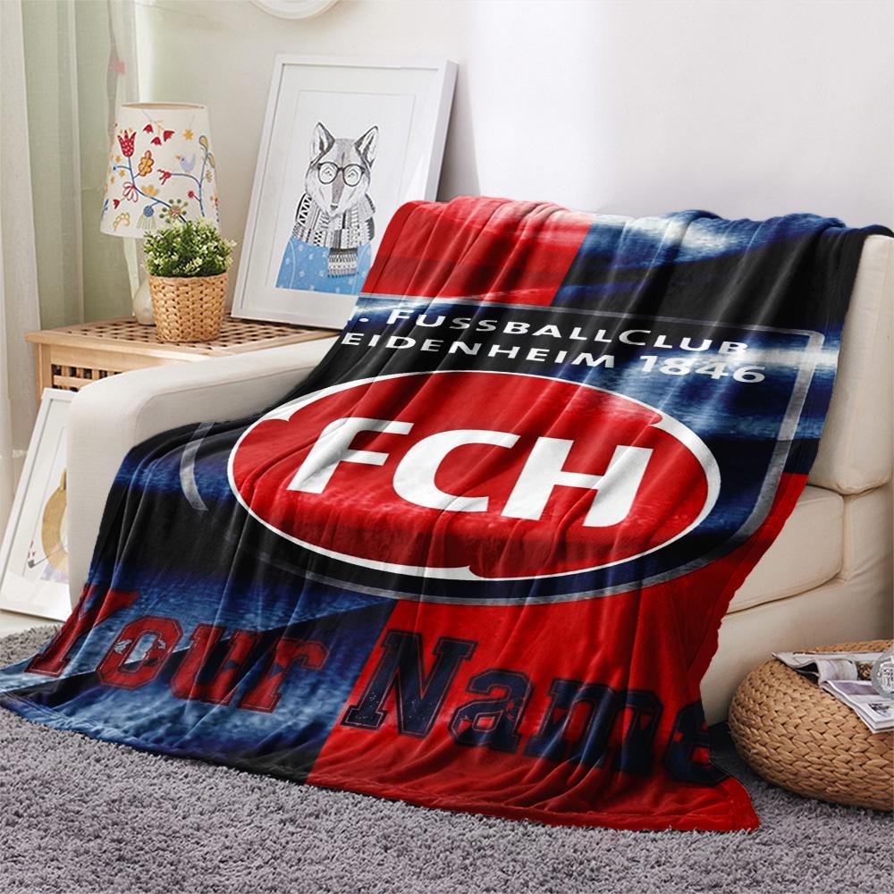 1PC Fc Heidenheim Crest Custom Name Patterned Flannel Blanket Suitable For All Seasons For Home Decor Warmth And Comfort Gifts Holiday Present