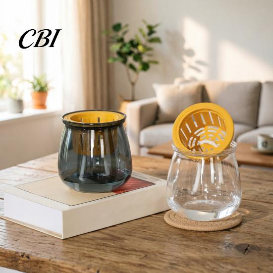 Water Reservoir Planter Self Watering for Indoor Plants, Transparent Hydroponic Planter, Decorative Plant Pot Flowerpot with Wick Rope Home
