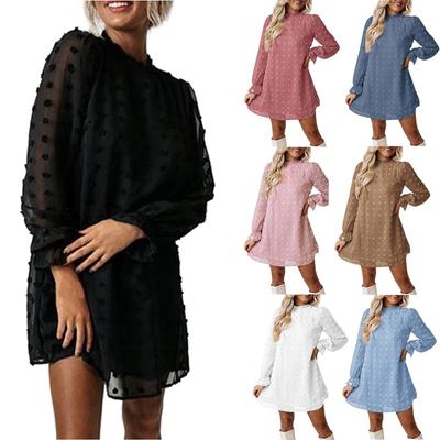 Женское модное осеннее и зимнее новое платье с кружевным воротником и длинными рукавами