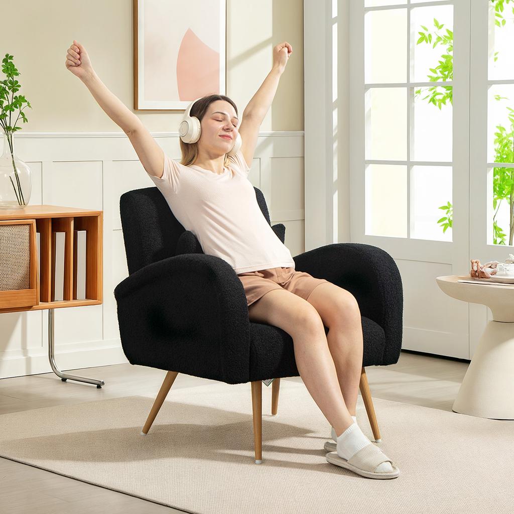 Teddy Fleece Accent Chair Black