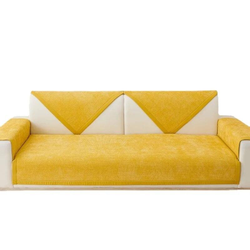 Non-Slip Cushion New Simple Modern Leather Sofa Cover Chenille Solid Color Sofa Cushion Four Seasons Universal