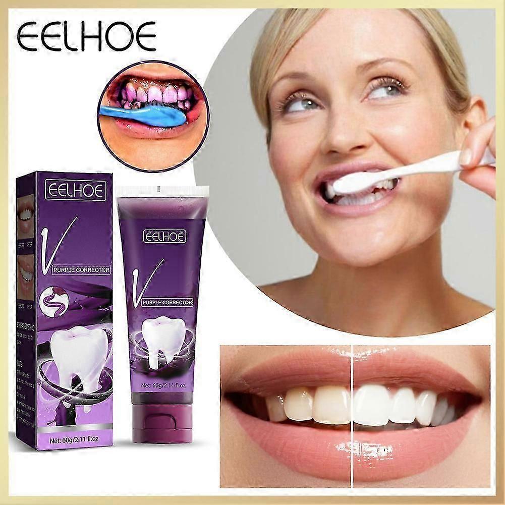 V34 Purple Toothpaste Mousse Teeth Cleaning Whitening Toothpaste Yellow Teeth Removing Tooth Stains Oral Cleaning Hygiene NEW