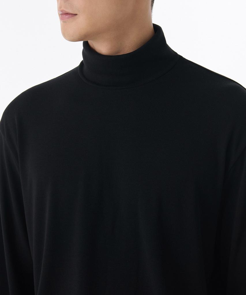 MUSINSA STANDARD Relaxed Turtleneck Long Sleeve Knit T-Shirt [Black]