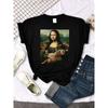 Mona Lisa 3D Printe T-Shirts Funny Cat Lovely Cute Printed Simple T-Shirt