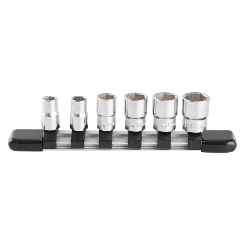 TONE Socket Set with 6 Pieces (Hexagonal, Holder) HS206, 6.35mm (1/4") Drive,