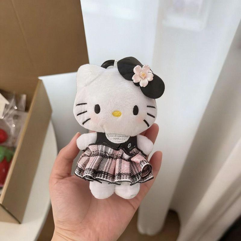2pcs Hello Kitty Plush Kawaii KT Keychain Cute Pendant Backpack Hanging Charms Keyring Accessories Birthday Gift Toy