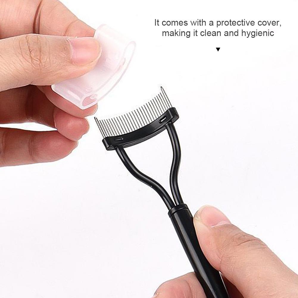 1pc Eyelash Comb Lash Makeup Eyelash Separator Eyebrow Grooming Brush Tool with Transparent Case Curved Design Fit the Eye Shape