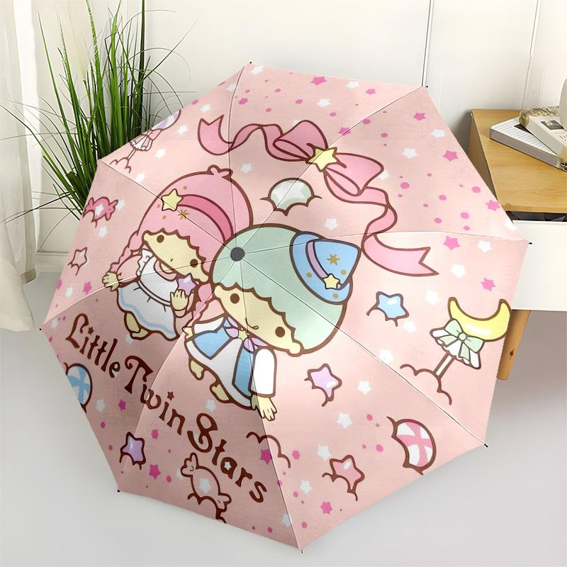 1pc Little Twin Stars Umbrella with Plastic Handle,Compact & Stylish,Suitable for All Seasons Home Travel Outdoor N039