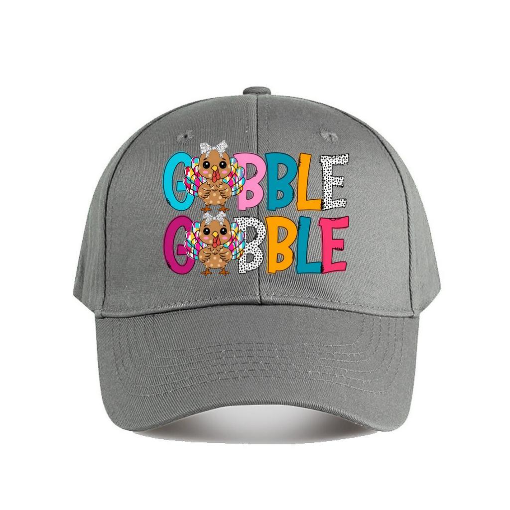 Gobble Gobble Turkey Thanksgiving Graphic Print Baseball Cap Fashion Unisex Sunhat Womens Outdoor Sports