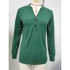 Spring Autumn Solid Color Top for Women V-neck Button Loose Long Sleeve T-shirt