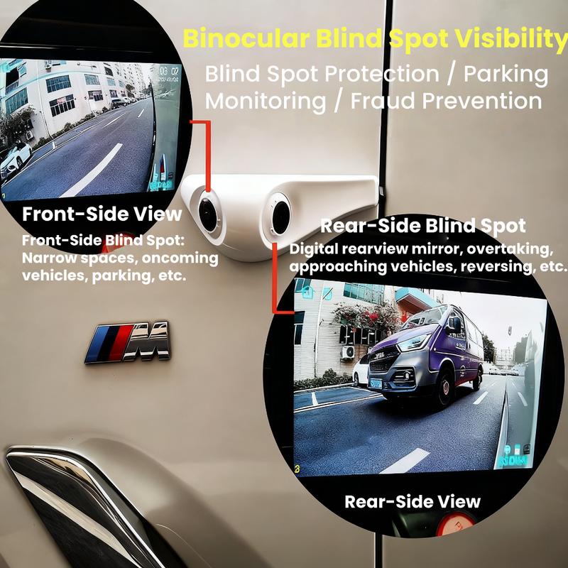 AHD 7 Inch 4 Channel Car DVR Recorder Smart Blind Spot BSD Warning System with 2 AHD1080P Sideview Backup Camera For Truck