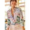 Women's Blue Pink Floral Shirt