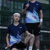 Легкий и удобный спортивный костюм Li Ning Badminton Series с коротким рукавом, однотонные шорты, повседневный комплект из двух предметов, спортивная одежда унисекс AATU057-1