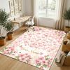 Cherry Blossom Theme Soft Crystal Velvet Rug Custom Name & Text Print Non Slip Floor Rug for Bedroom Living Room