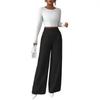 2026 Womens High Waist Stitched Button Decor Relaxed Fit Casual Versatile Trousers