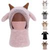 Children's Plush Warm Ear Pullover Hat With Plush Mask And Neck