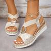 Metal Decoration Women's Wedges Sandals 2025 Summer Snake Print Platform Gladiator Shoes Woman Comfort Casual Med Heels Sandals