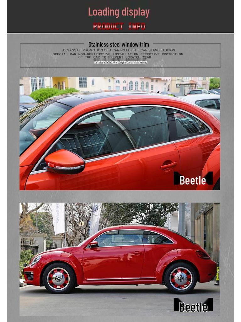 Stainless Steel Bright Window Trim & Door Edge Strips for Beetle and Scirocco