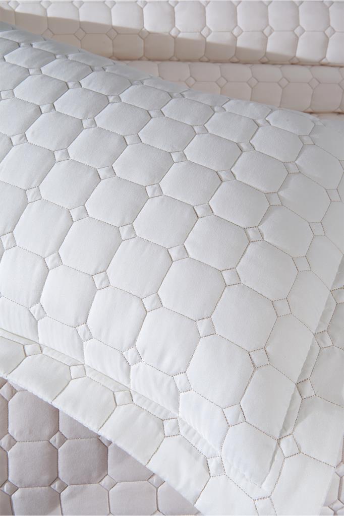 Estiva Quilted Bedspread Set 3pcs, Coverlet 250x260, Pillowcase 50x70, Double Size, Cream