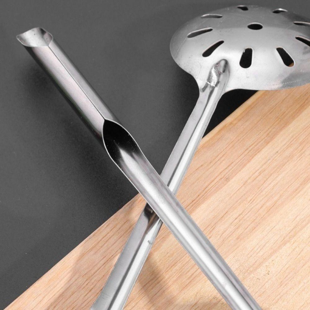 Stainless Steel Soup Spoon Long Wooden Handle Colander New Skimmer