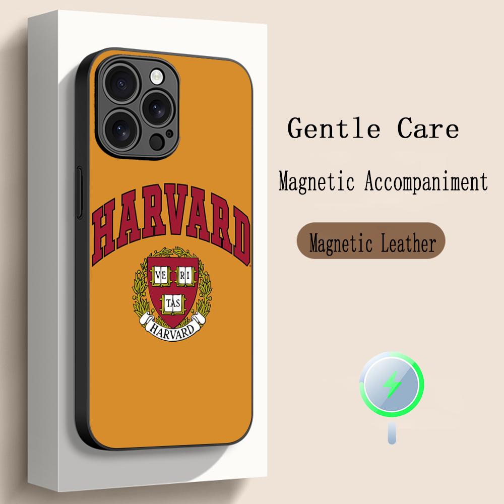 H-har-vardes логотип модный узор ин Чехол для телефона Для iPhone 17 16 15 14 13 12 Plus Pro Max Высококлассный Люксовый Magsafe Овчина