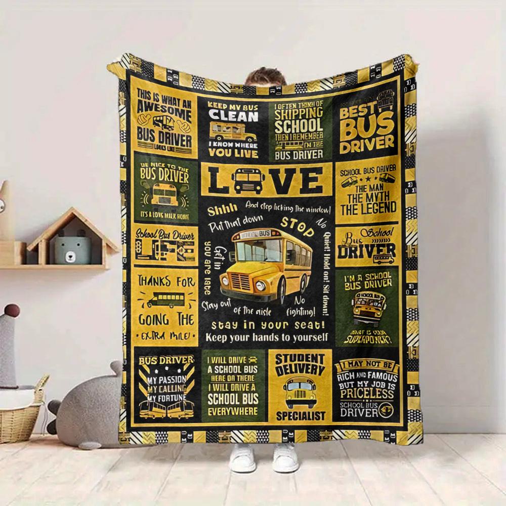 1pc bus driver Blanket, Lightweight Flannel Throw For Sofa, Bed, Travel, Camping, Livingroom, Office, Couch, Chair