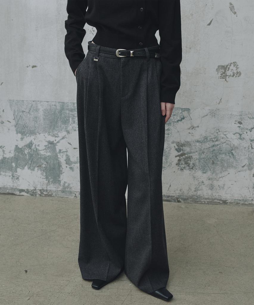FROMWHERE Classic Wool Wide Slacks_Charcoal Grey