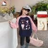 Детский флисовый свитшот Hello Kitty Осень-Зима 2024 Новый Стиль Средний и Большой Размеры Детский Мультяшный Свитшот-Пуловер