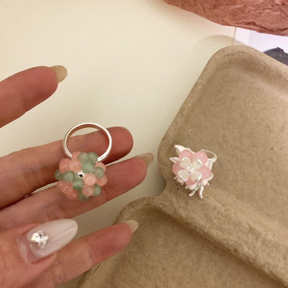 Flower Drip Oil Flower Ring Sweet Irregular Ring Temperament Enamel Finger Ring  Gift