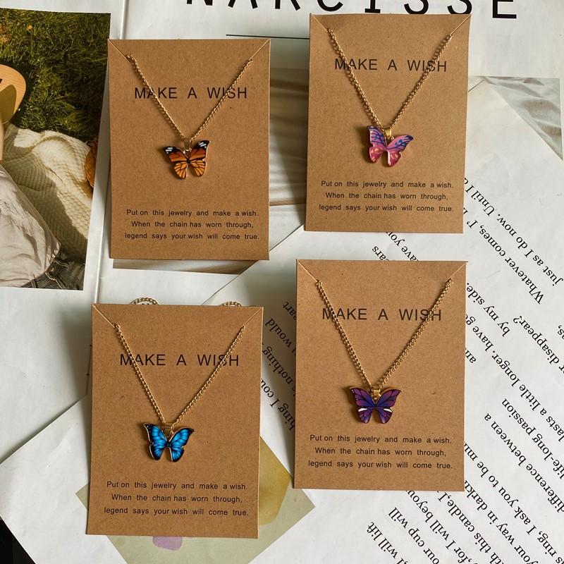 Fashion Women Necklace Korea Style New Butterfly Pendant Necklace Gift For Girl Cute Lovely Neck Jewelry Wholesale Dropshipping