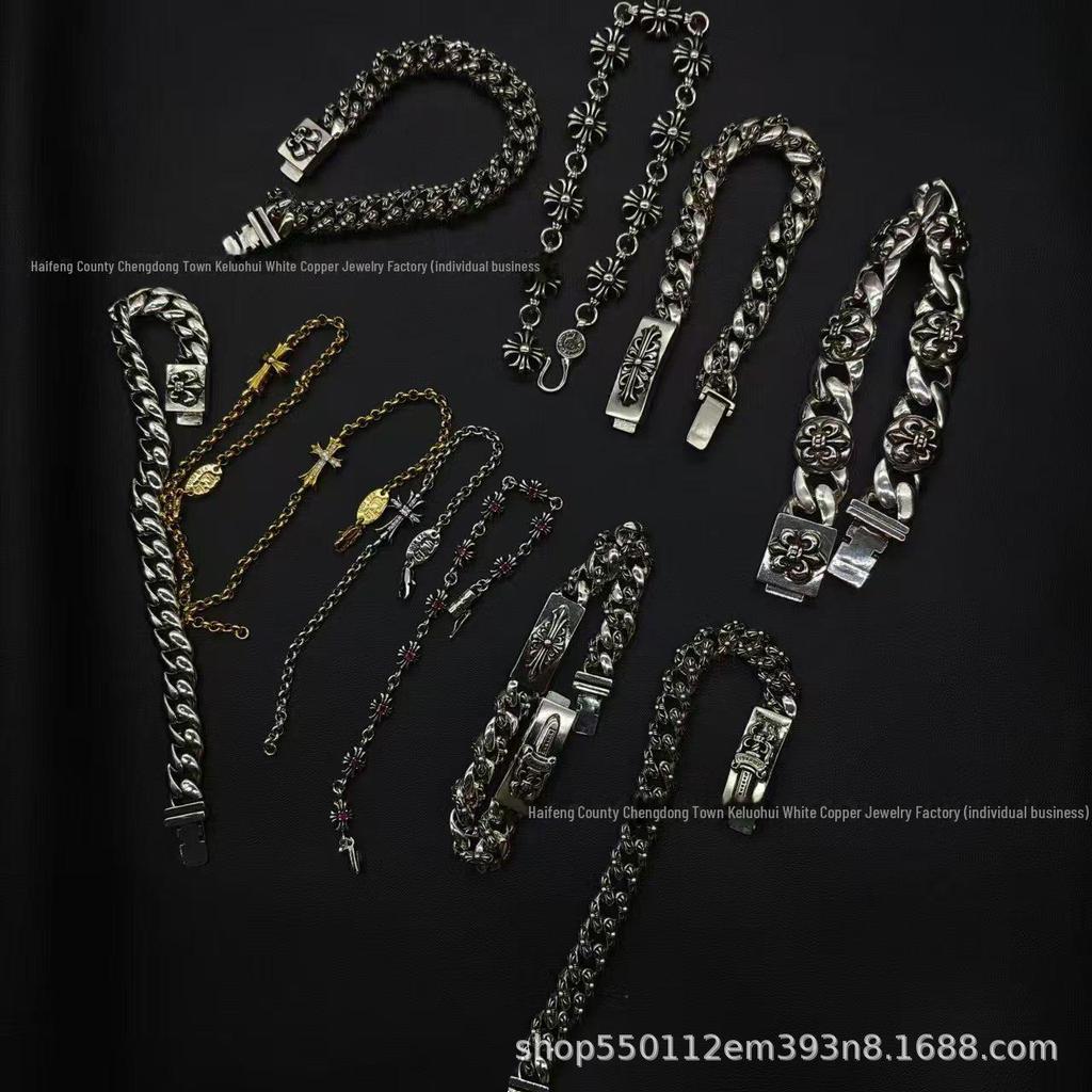 Браслет CH Retro Crono с бриллиантом, золотом, тайским серебром и дизайном в виде цветочного креста