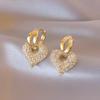1011 new high-end full diamond gold love ear buckle earrings women's fashion accessories Internet celebrity versatile earrings earrings