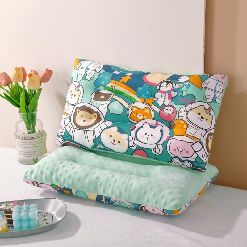 Children Infants Double-sided Cartoon Pure Cotton Doudou Velvet Sleep Pillow Washable Cervical Vertebra Protect Kids Pillow