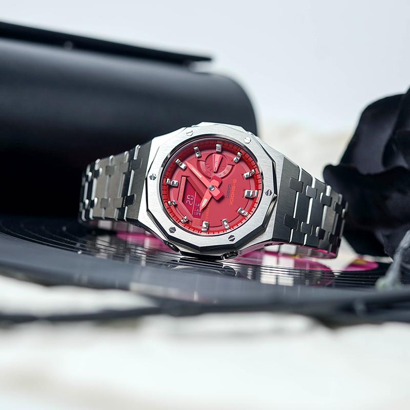 Casio Мужские часы Red Series GA-2100-4A с жидкокристаллическим и аналоговым двойным дисплеем(Watch8--)