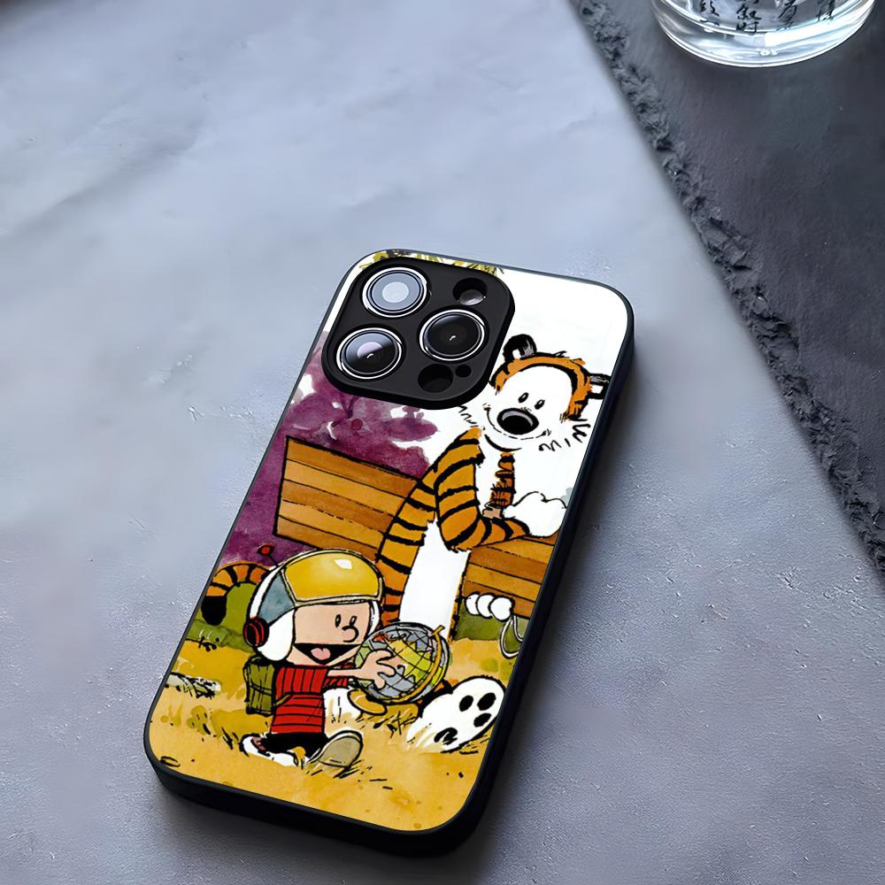 Cartoon C-Calvin And H-Hobbes Phone Case Tempered Glass For IPhone 17 13 14 16 12 15 11 Pro Max Plus Mini X XR SE2020 Coque