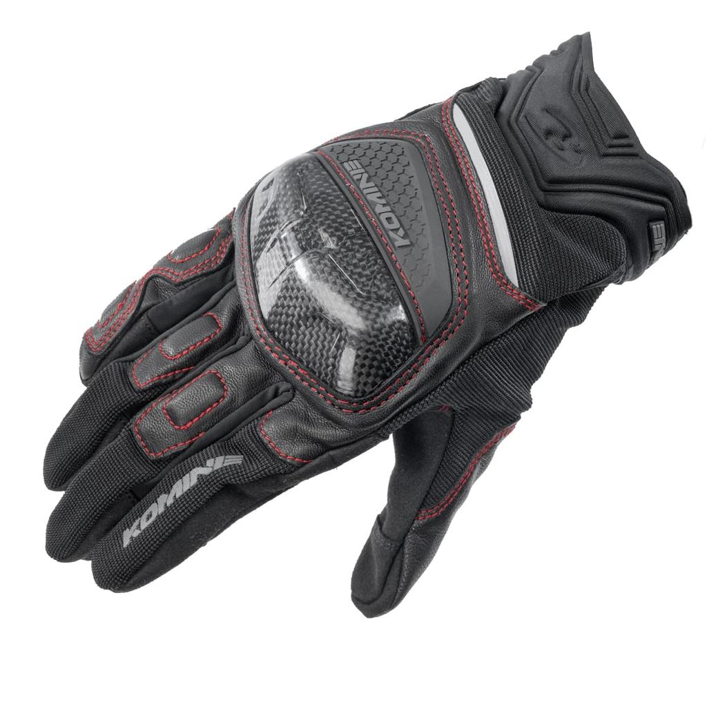 Komine 06-268 GK-268 Сетчатые перчатки с карбоновыми вставками для мотоциклов 2025 Черно-красные S