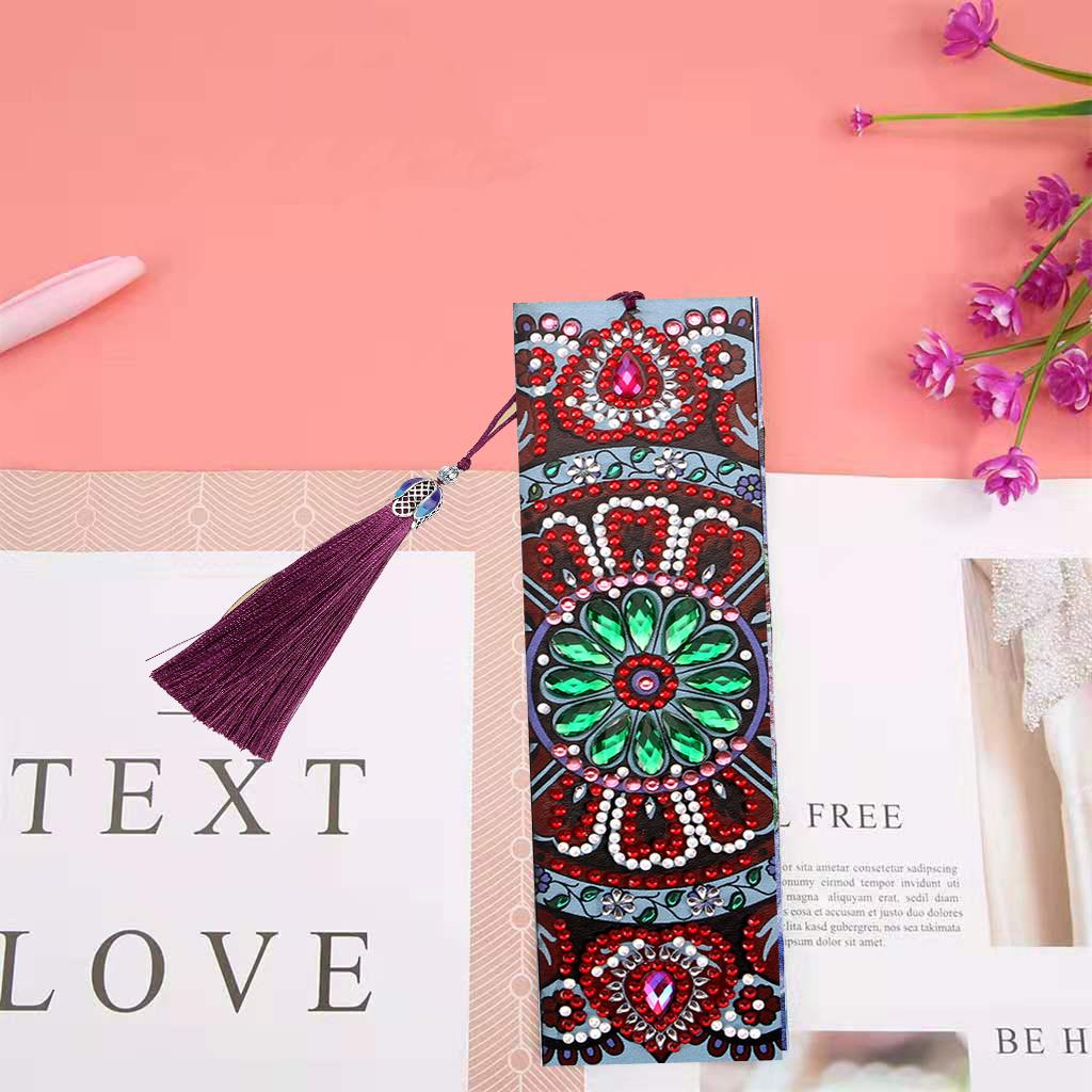 Custom Mandala Mosaic PU Leather DIY Diamond Painting Bookmark R-M038-059/AA129-153