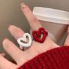 White Red Geometric Heart Ring for Women Girls Opening Rings Jewelry Accessories