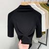Thread Base Shirt for Women New Women's Clothing, Semi-high Neck Solid Color T-shirt, Temperament, Five-point Sleeve Top