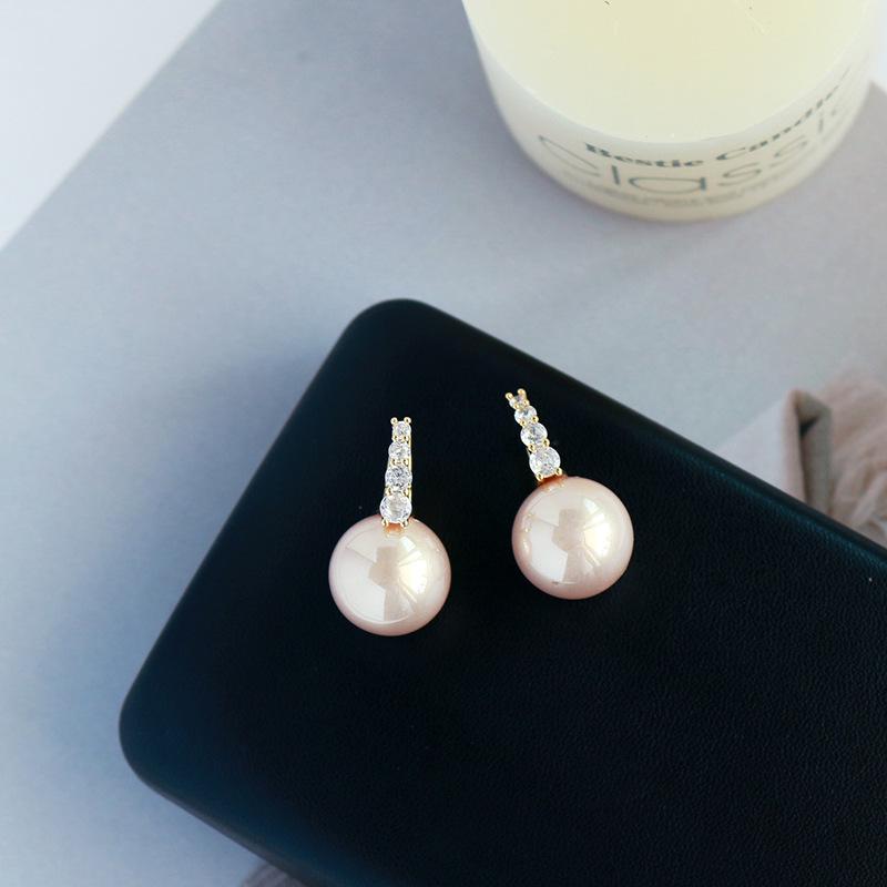 2024 Горячие розовые серьги-пусеты с жемчугом - Женский нишевый дизайн высокого класса во французском стиле