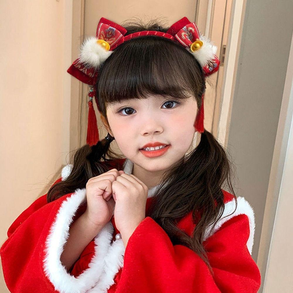 Головной убор с кисточками, китайский новогодний головной убор, косичка для волос, палочки для волос Hanfu, детский парик, повязка на голову, дети