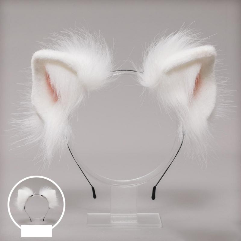 Lolita Headbands Furry Animal for Cat Ears Headwear Kawaii Hair Hoop for Halloween Cosplay Headpiece Party Supplies
