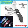 Tablespoon Set 4 In 1 Foldable Spoon Knife Fork Bottle Opener Stainless Steel Folding Pocket Kits Outdoor Tableware Set