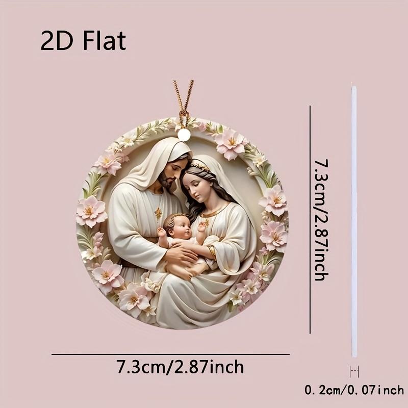 2pcs In Stock American Country Resurrection Decorat Round Wall 2D Acrylic Pendant Jesus Birth Logo Hanging Holiday Decorations