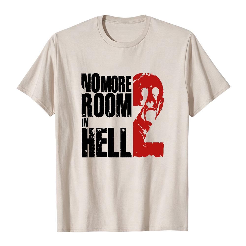 No More Room in Hell 2 Футболки Унисекс Хоррор Череп Графический Футболка Мужчины Женщины Круглый Вырез Короткий Рукав Футболка Уличная Одежда Черный Повседневный Топ
